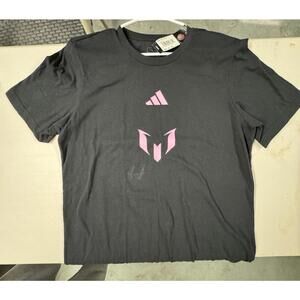 Lionel Messi Unveil‎ T Shirt Men's L Black Pink Adidas Inter Miami #10 Soccer